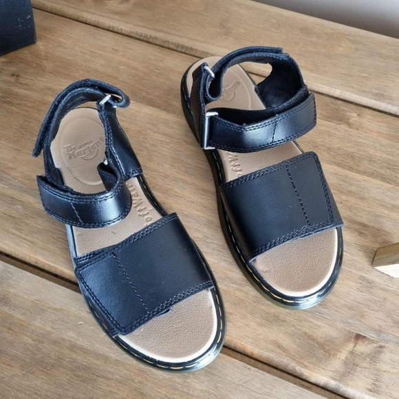 Dr martens black leather Romi j sandals Uk 3Vgc. - Picture 2 of 4